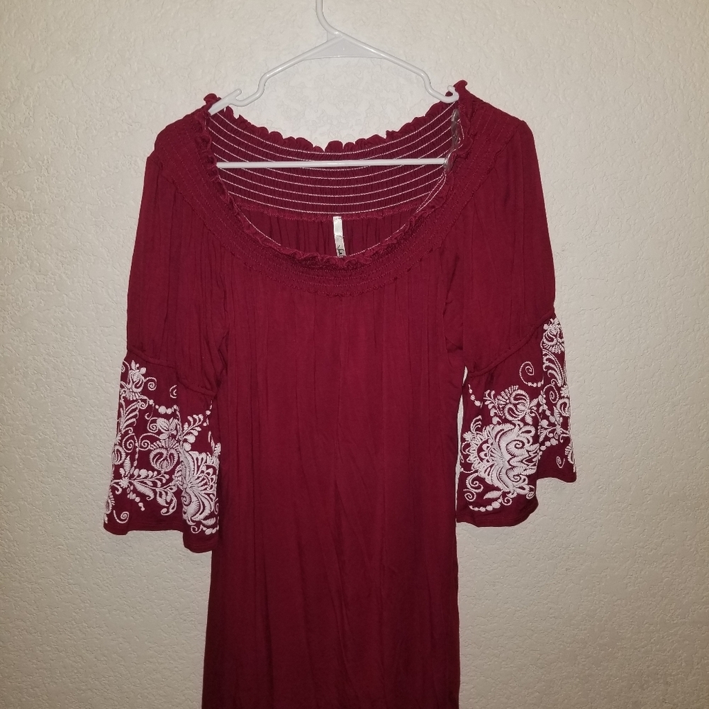 Maroon Off-Shoulder Top
